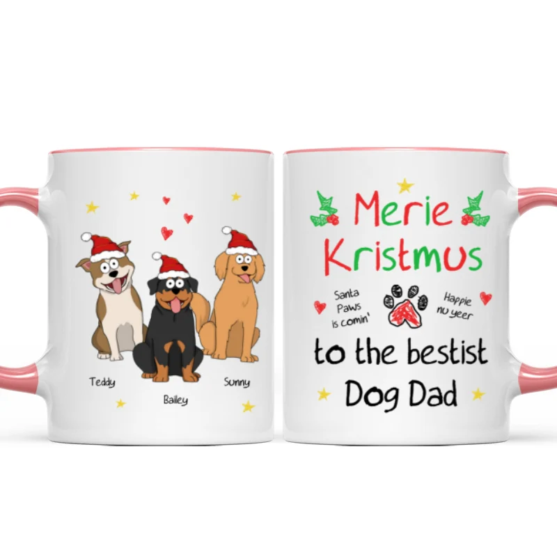 Merry Kristmus To The Bestist Dog Dad Dog Mom Funny Dog Cartoon Personalized Mug - Image 11