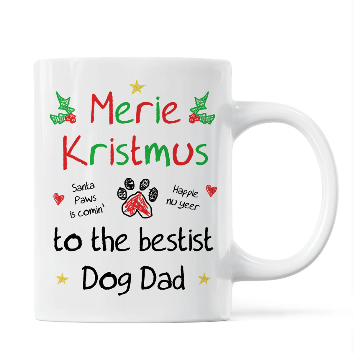 Merry Kristmus To The Bestist Dog Dad Dog Mom Funny Dog Cartoon Personalized Mug - Image 4