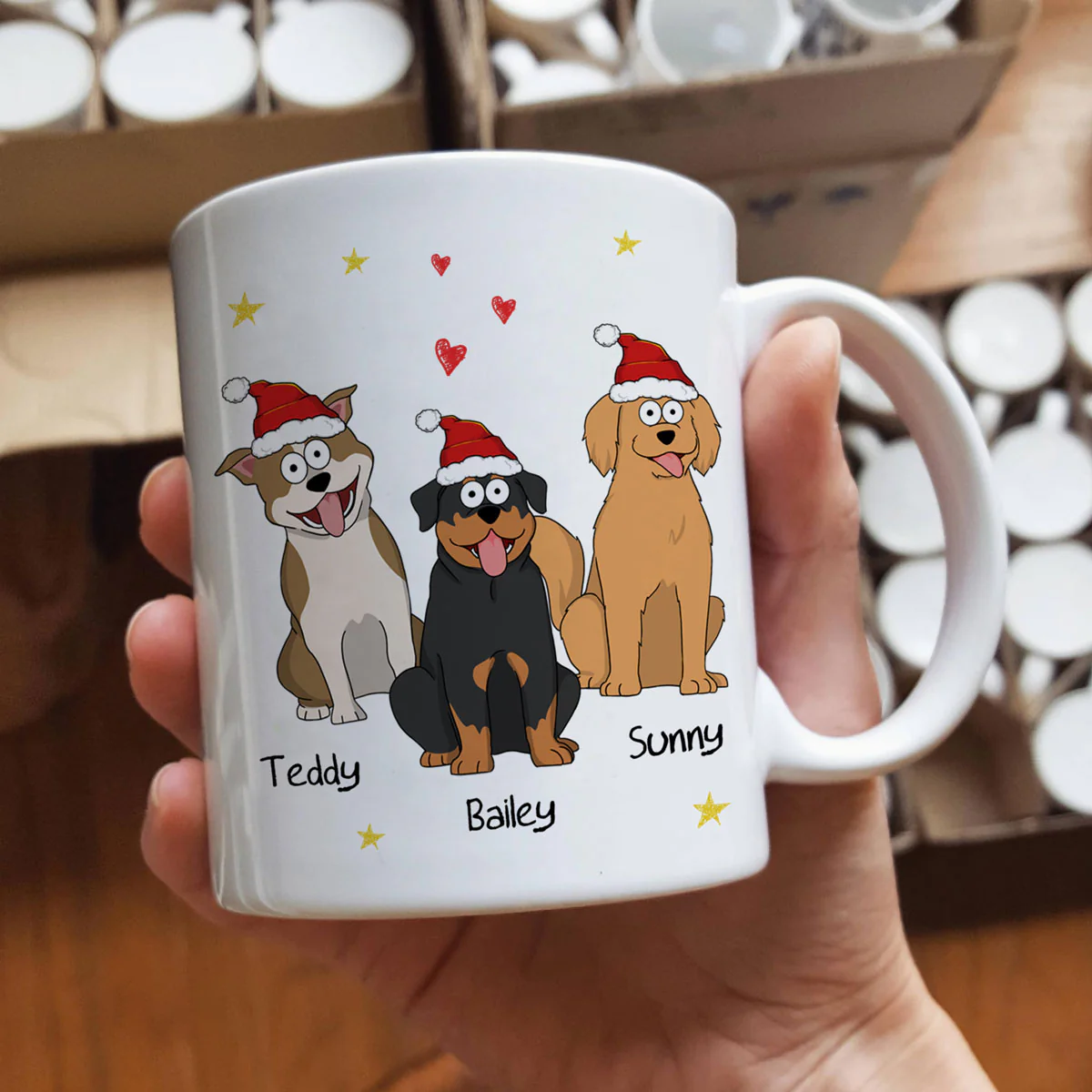 Merry Kristmus To The Bestist Dog Dad Dog Mom Funny Dog Cartoon Personalized Mug - Image 5