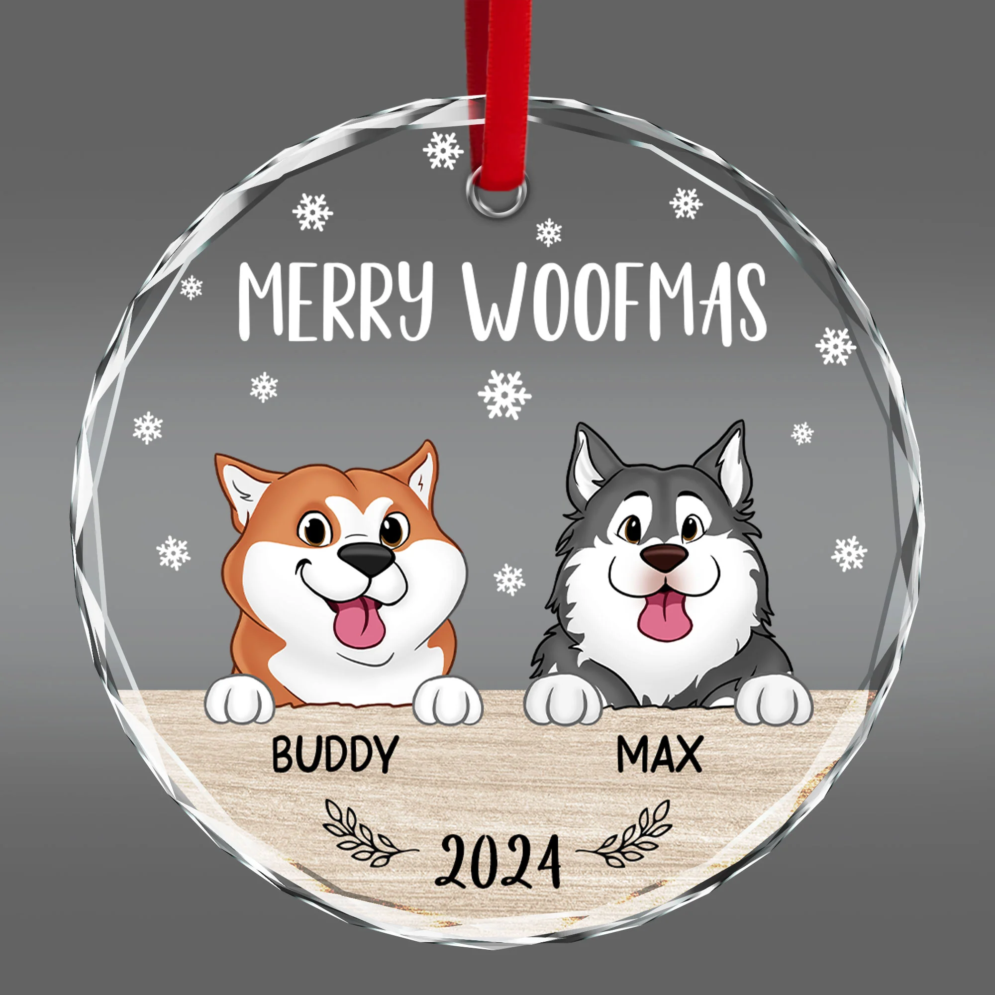 Merry Woofmas Christmas Decor For Dog Lover Personalized Glass Ornament - Image 2