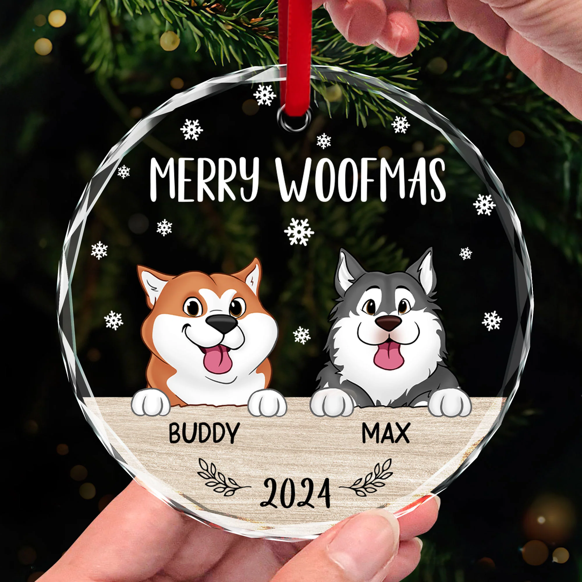 Merry Woofmas Christmas Decor For Dog Lover Personalized Glass Ornament - Image 4