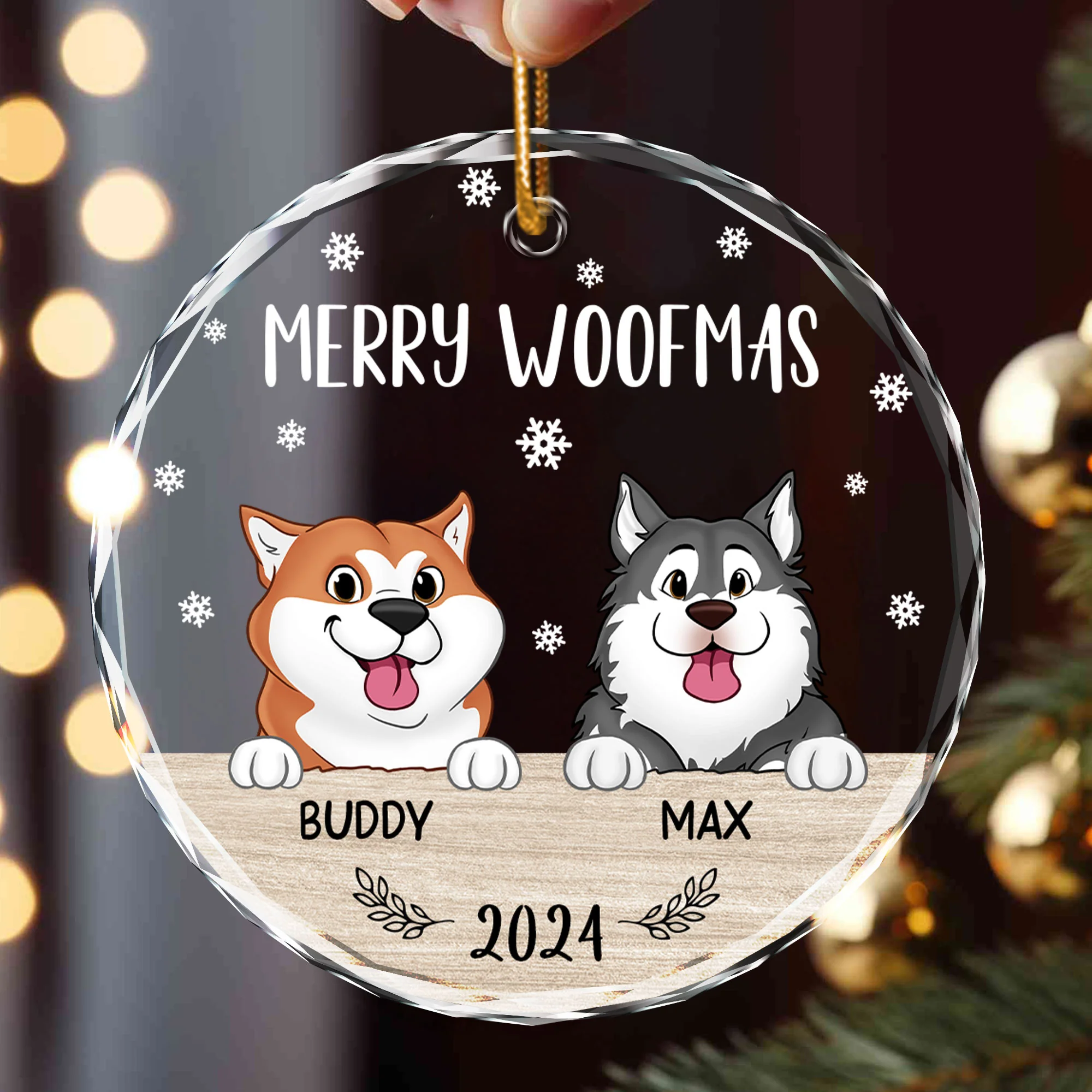 Merry Woofmas Christmas Decor For Dog Lover Personalized Glass Ornament - Image 5