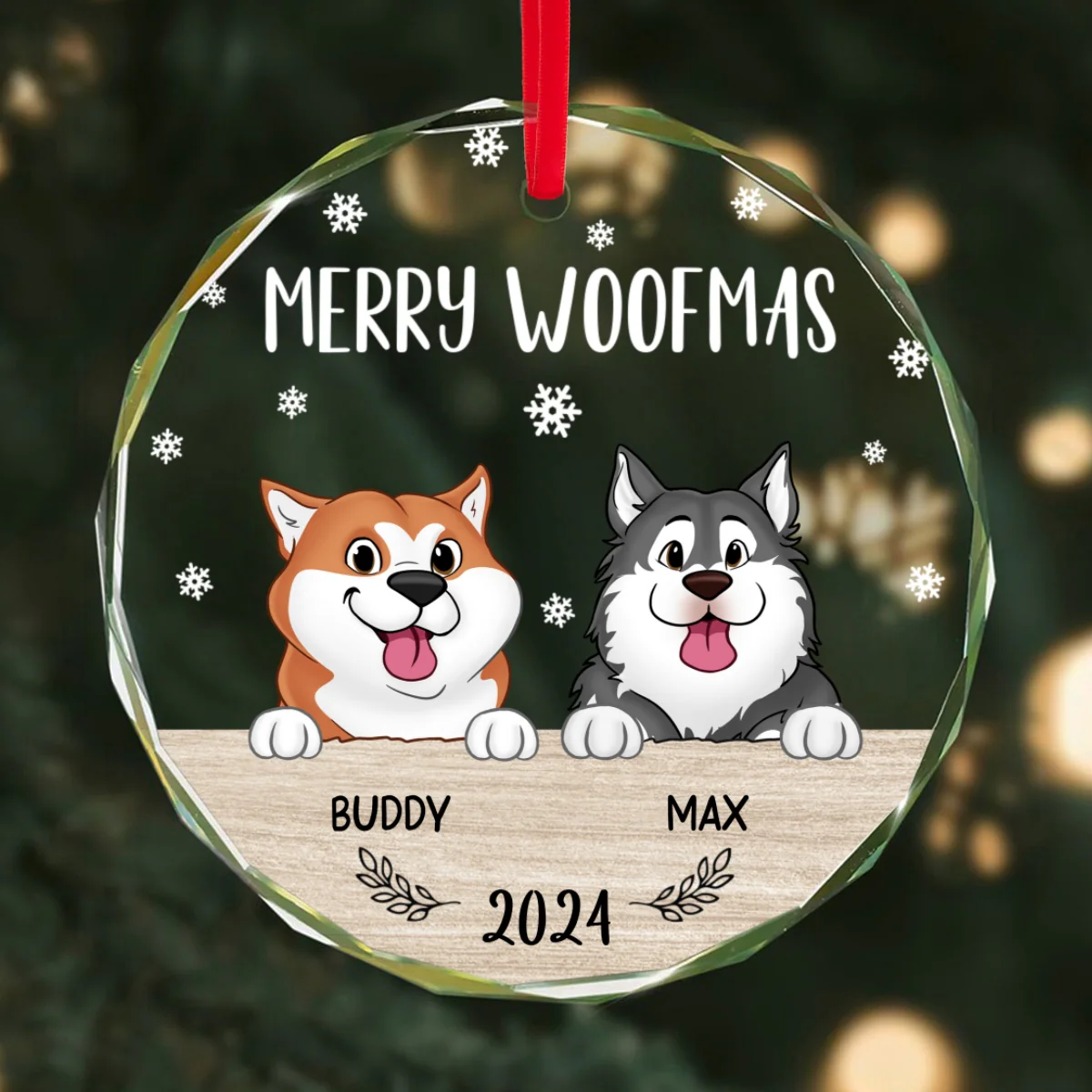 Merry Woofmas Christmas Decor For Dog Lover Personalized Glass Ornament - Image 7