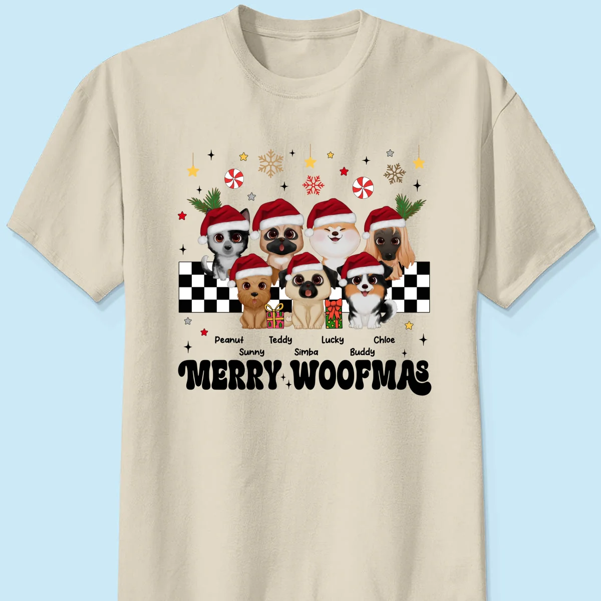 Merry Woofmas Dog Mama Vintage Style Personalized Christmas Shirt - Image 10