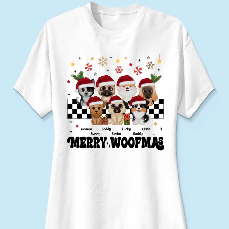 Merry Woofmas Dog Mama Vintage Style Personalized Christmas Shirt - Image 11