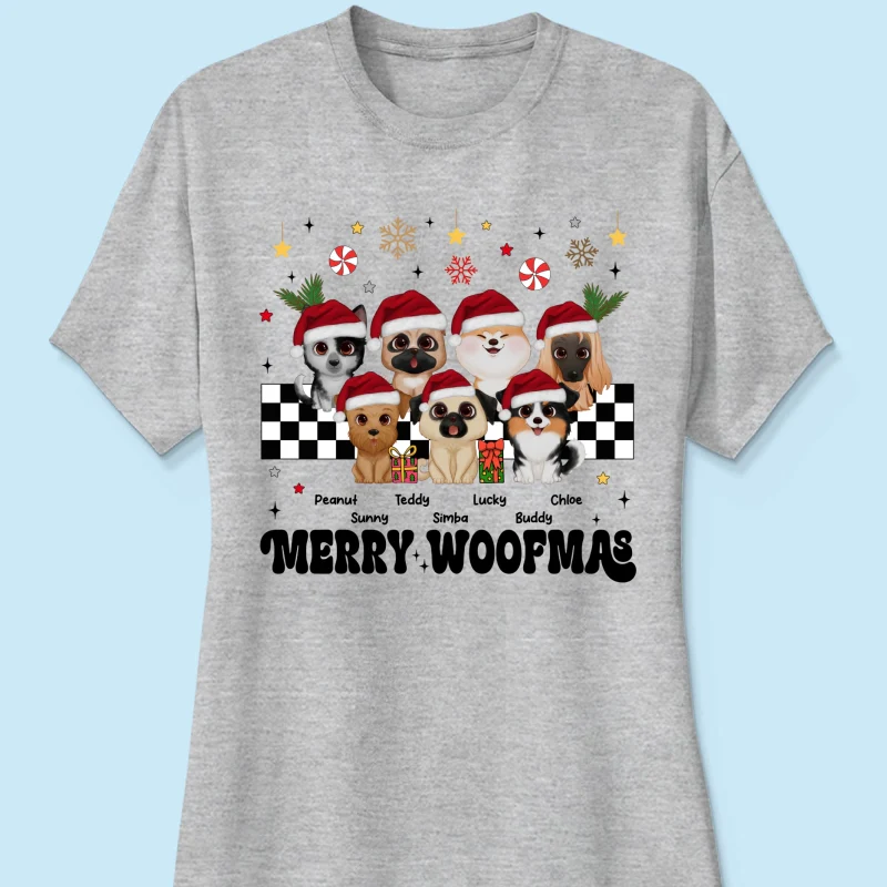 Merry Woofmas Dog Mama Vintage Style Personalized Christmas Shirt - Image 12