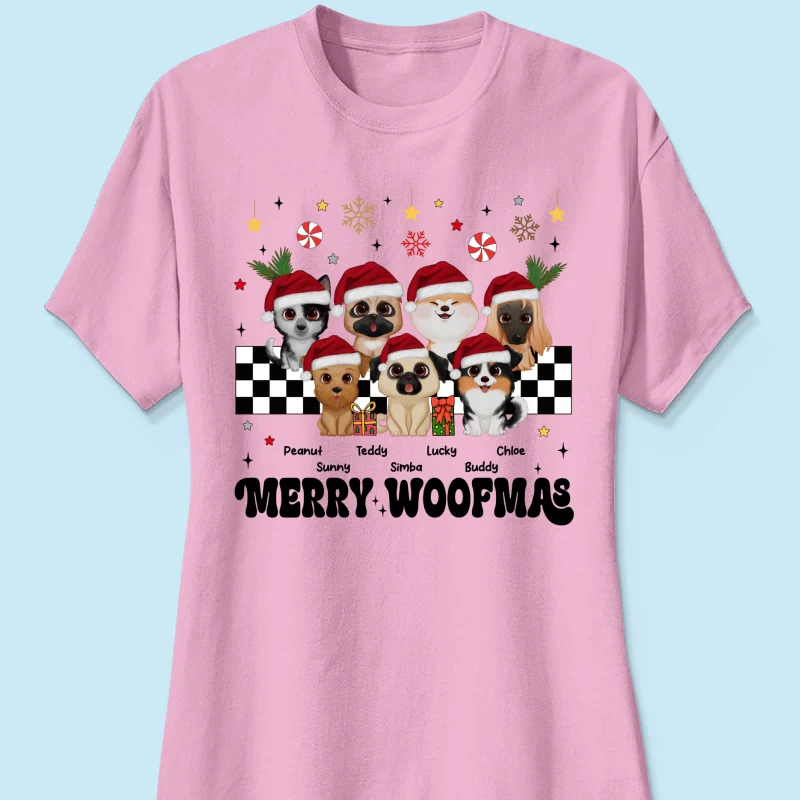 Merry Woofmas Dog Mama Vintage Style Personalized Christmas Shirt - Image 13