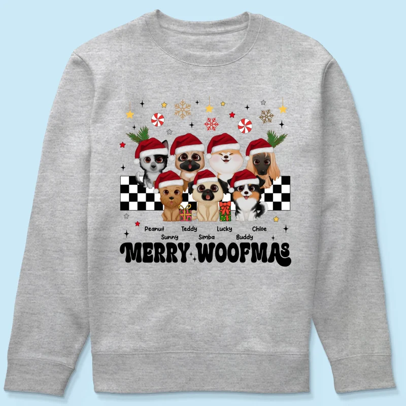Merry Woofmas Dog Mama Vintage Style Personalized Christmas Shirt - Image 15