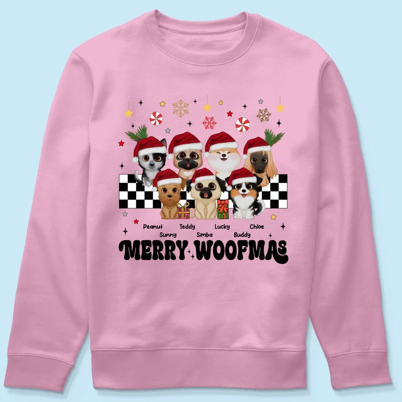 Merry Woofmas Dog Mama Vintage Style Personalized Christmas Shirt - Image 16