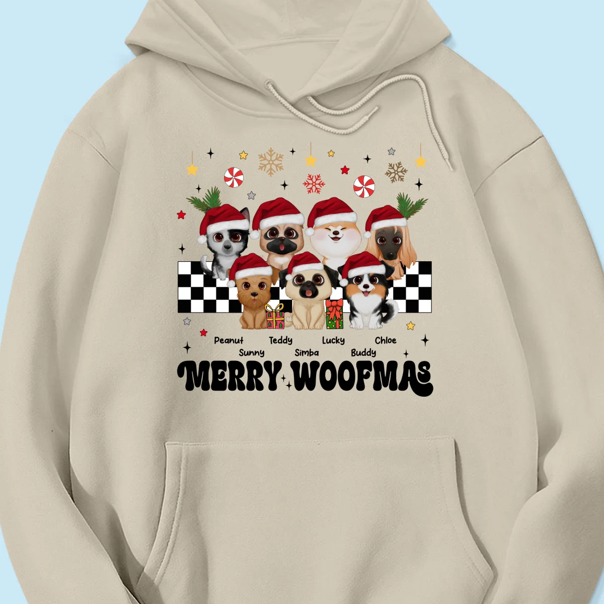 Merry Woofmas Dog Mama Vintage Style Personalized Christmas Shirt - Image 20