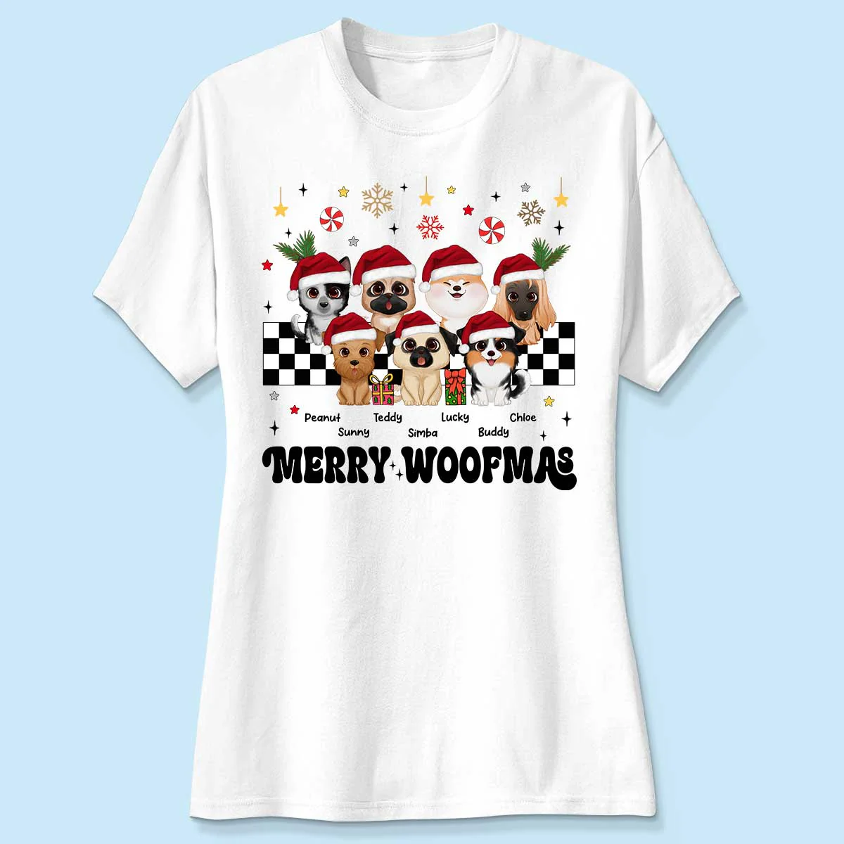 Merry Woofmas Dog Mama Vintage Style Personalized Christmas Shirt - Image 4
