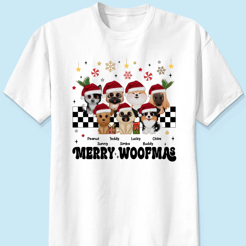 Merry Woofmas Dog Mama Vintage Style Personalized Christmas Shirt - Image 7