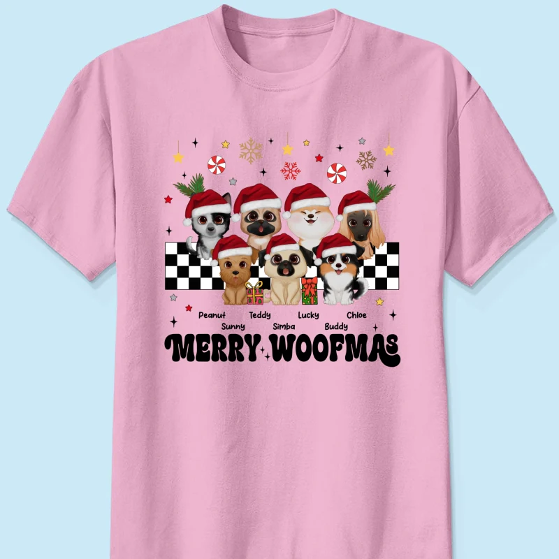 Merry Woofmas Dog Mama Vintage Style Personalized Christmas Shirt - Image 9