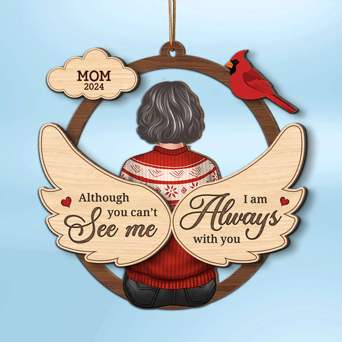 Message From Lost Loved One Memorial Keepsake Personalized 2-Layer Wooden Ornament - Image 2