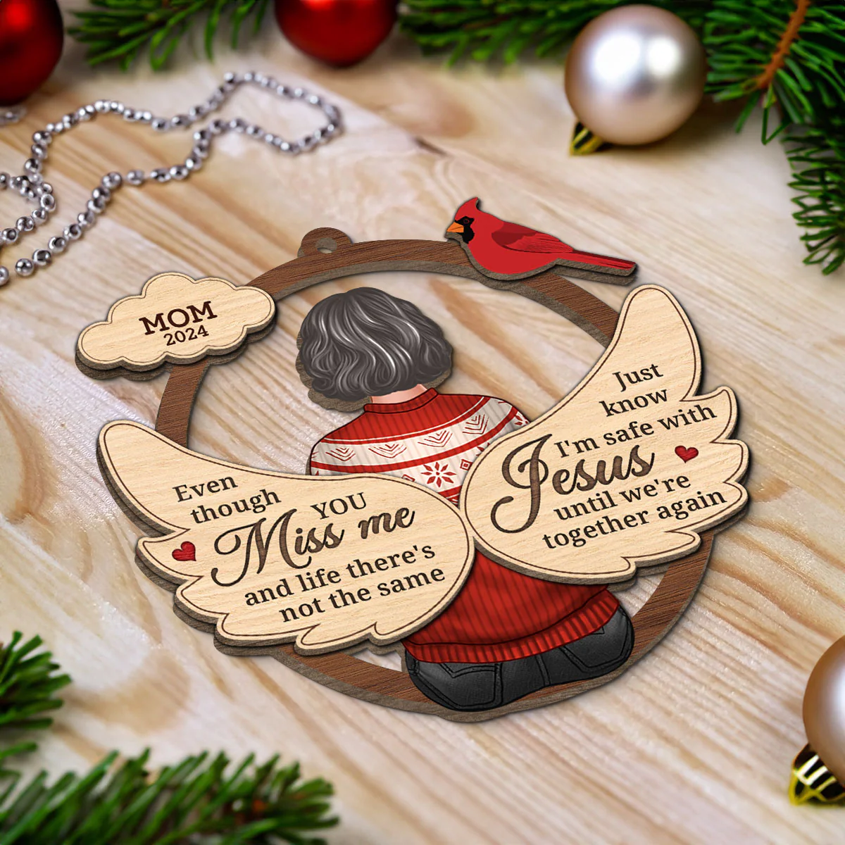 Message From Lost Loved One Memorial Keepsake Personalized 2-Layer Wooden Ornament - Image 4