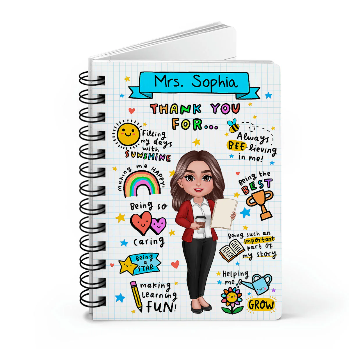 Message To Teacher Appreciation Gift Personalized Spiral Notebook Journal, Back To School Gift For Teacher - Image 2