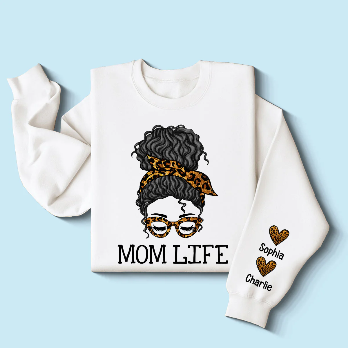 Messy Bun Gift For Mom Personalized Sleeve Printed Sweatshirt