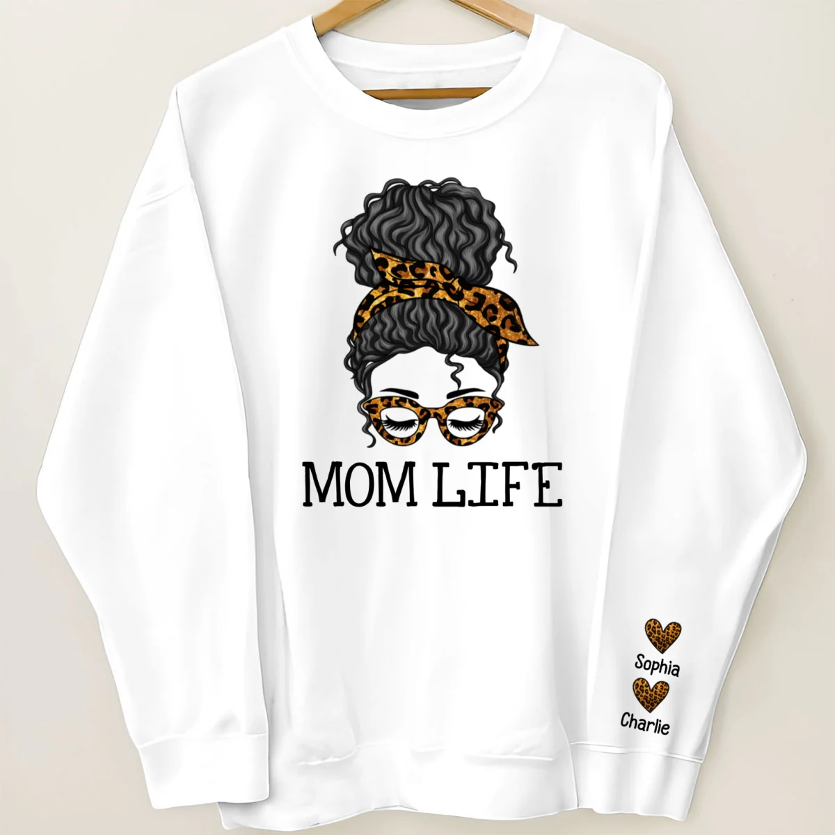 Messy Bun Gift For Mom Personalized Sleeve Printed Sweatshirt - Image 10
