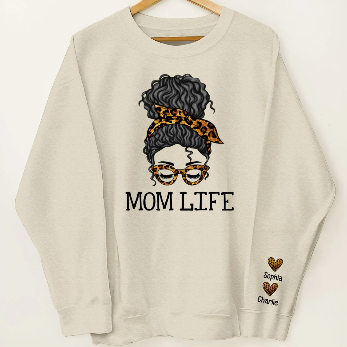 Messy Bun Gift For Mom Personalized Sleeve Printed Sweatshirt - Image 11