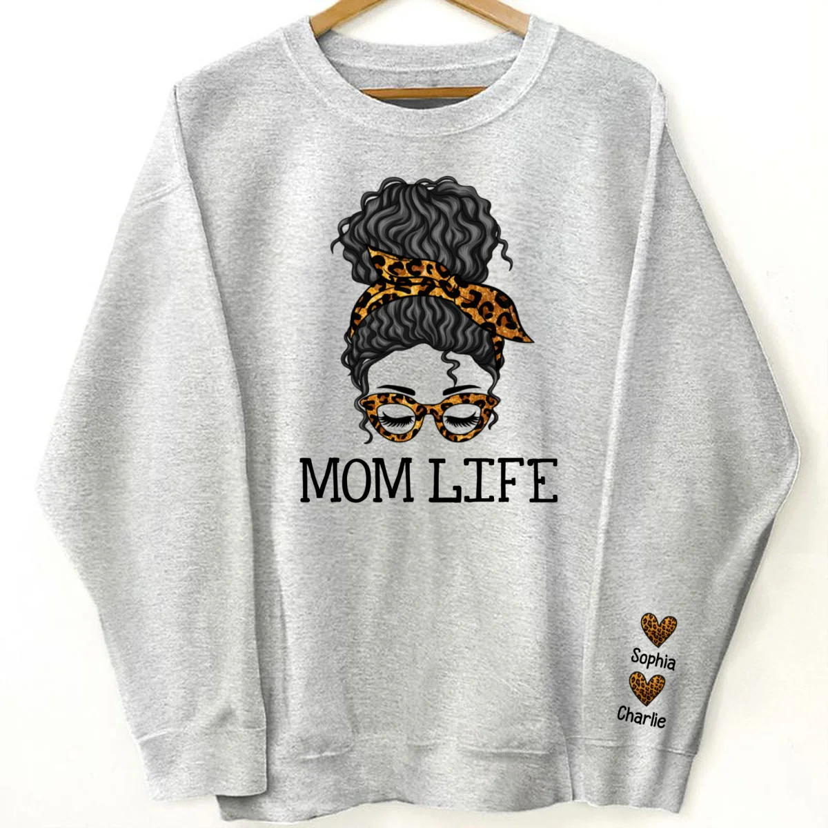 Messy Bun Gift For Mom Personalized Sleeve Printed Sweatshirt - Image 12