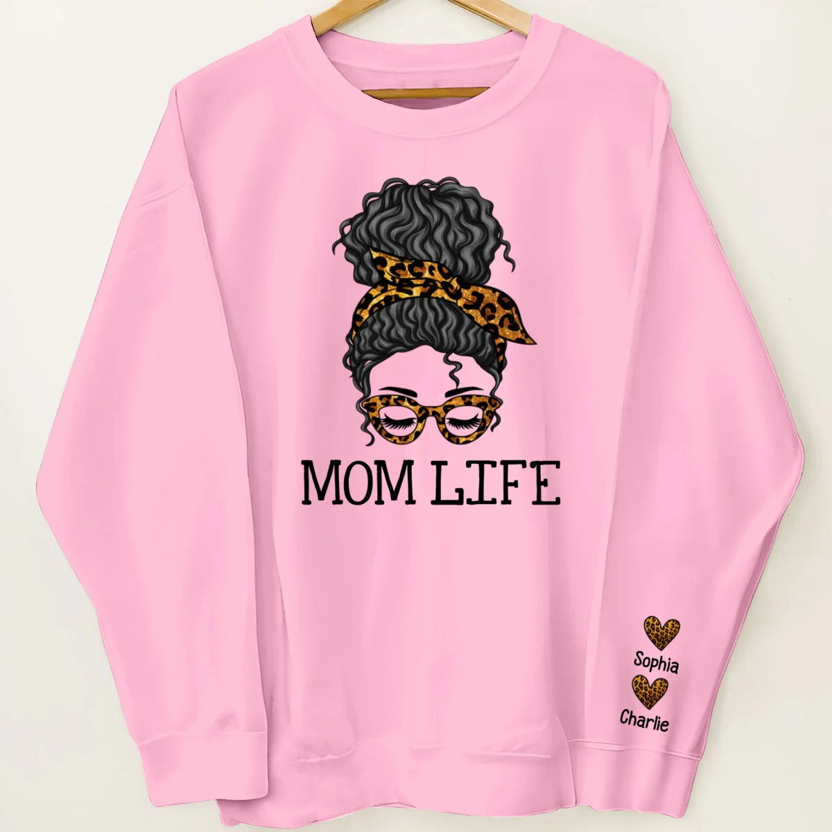 Messy Bun Gift For Mom Personalized Sleeve Printed Sweatshirt - Image 13