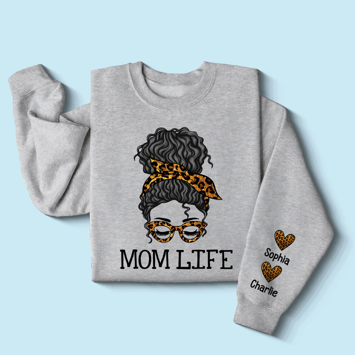Messy Bun Gift For Mom Personalized Sleeve Printed Sweatshirt - Image 3