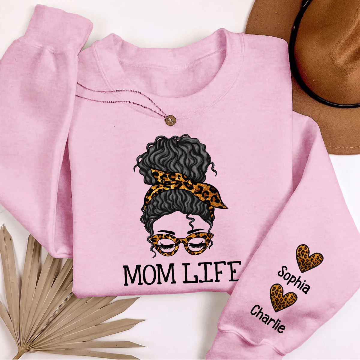 Messy Bun Gift For Mom Personalized Sleeve Printed Sweatshirt - Image 4