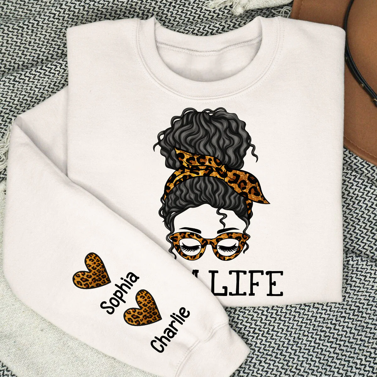 Messy Bun Gift For Mom Personalized Sleeve Printed Sweatshirt - Image 8