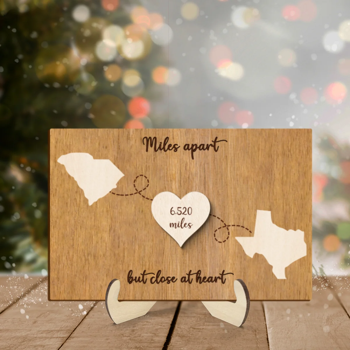 Miles Apart But Close At Heart, Long Distance Family Friends Siblings Sisters Besties Personalized 2-Layer Wooden Plaque, Togetherness Gift - Image 8