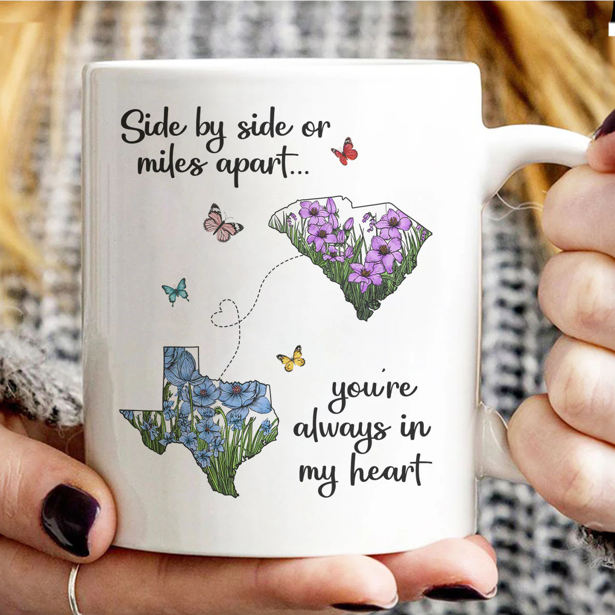 Long Distance Mom Gift Mothers Day Custom State Map Mug - Image 6