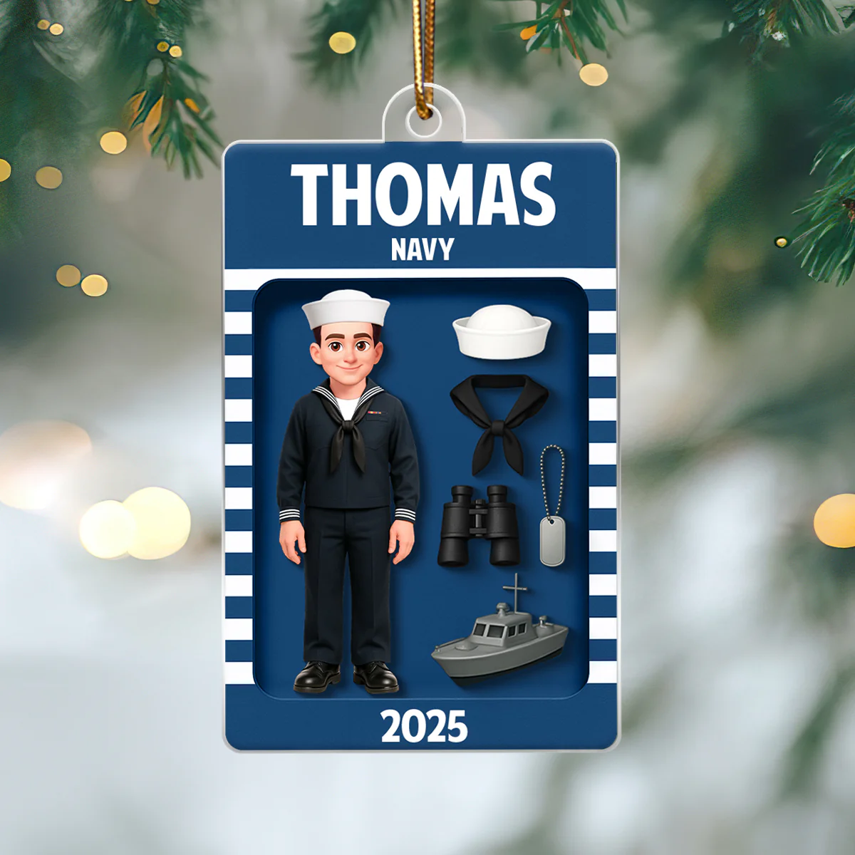 Military Action Figure - Personalized Acrylic Ornament - Special Gift For The Military - Image 2
