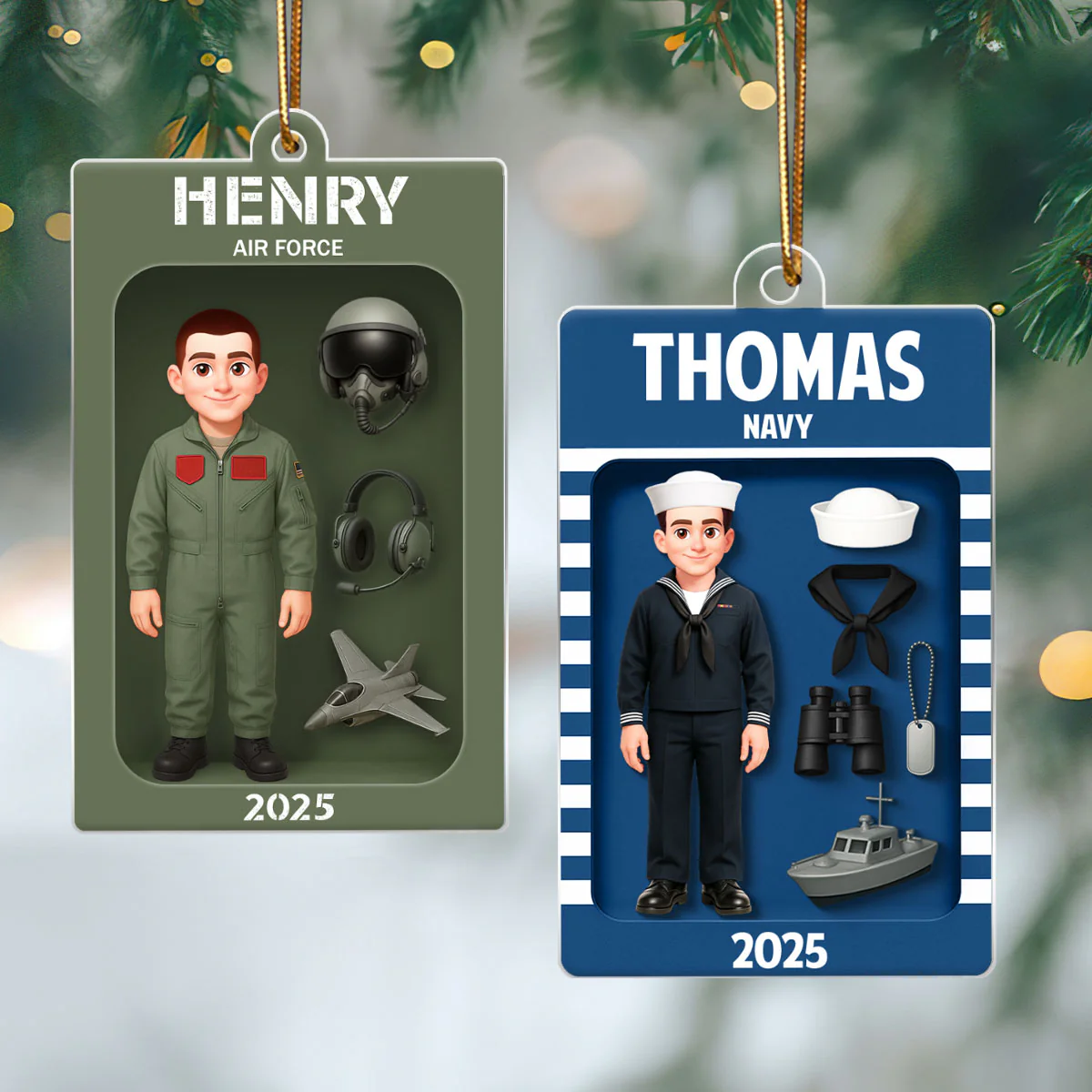 Military Action Figure - Personalized Acrylic Ornament - Special Gift For The Military - Image 4
