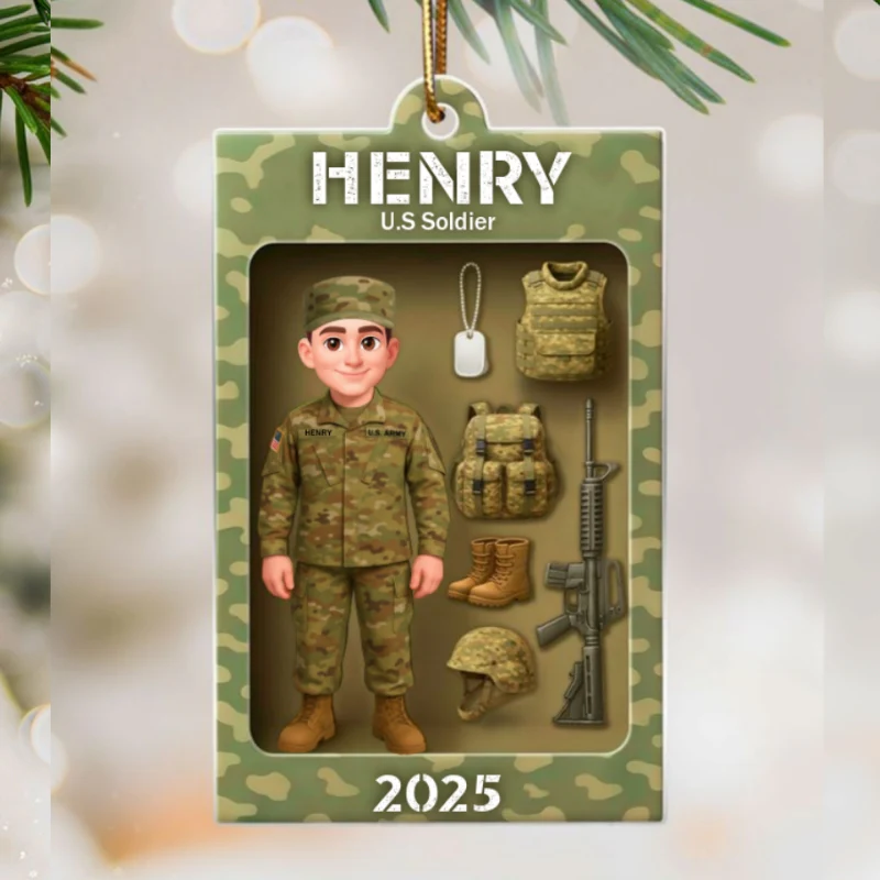 Military Action Figure - Personalized Acrylic Ornament - Special Gift For The Military - Image 7