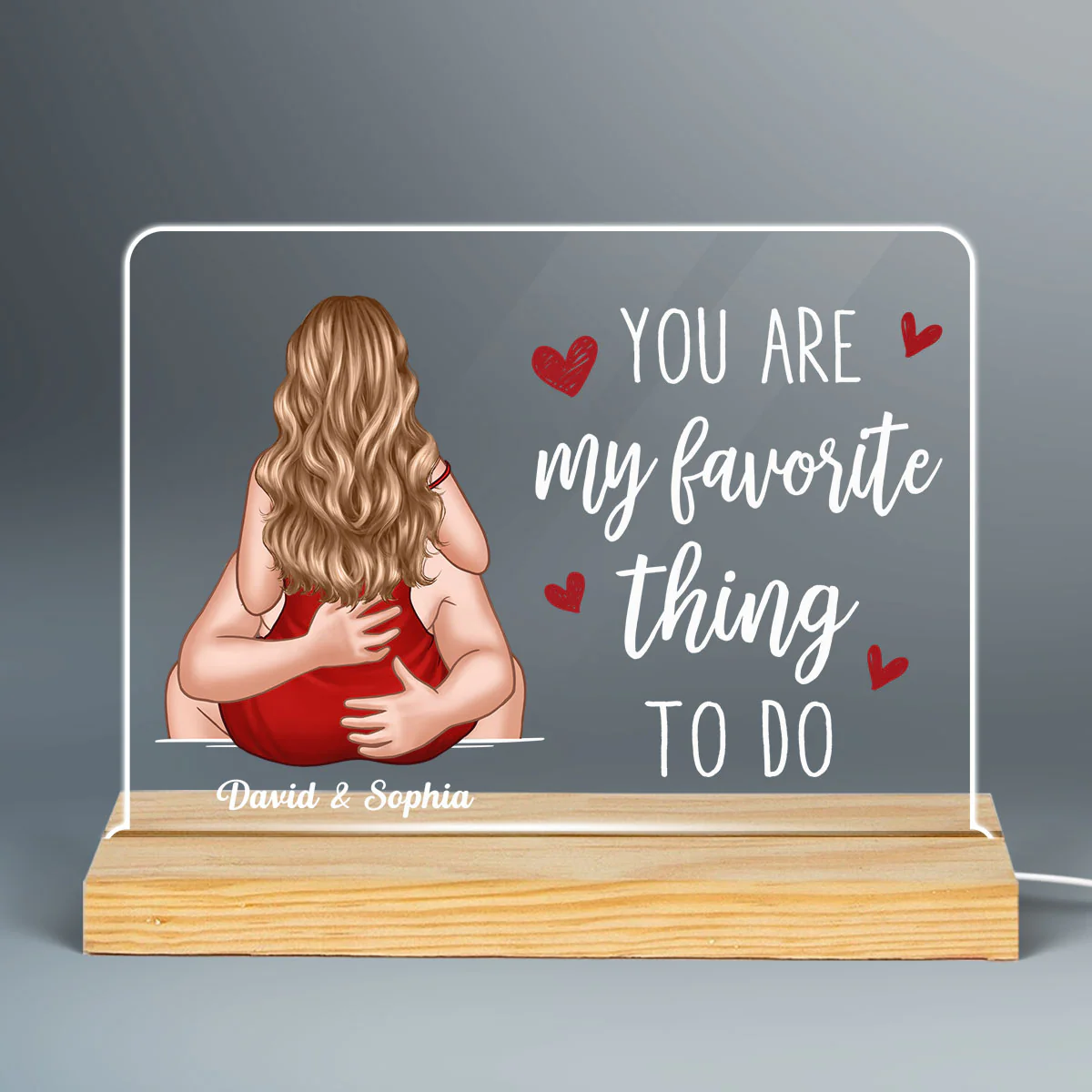Minimalist Couple Kiss Passionate Glow Personalized Custom Shape Acrylic Plaque LED Night Light - Image 3