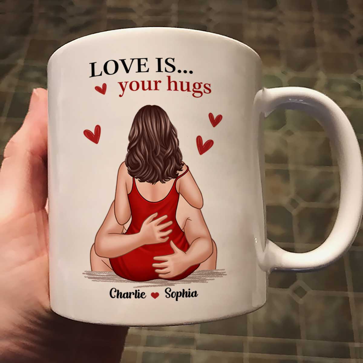 Minimalist Couple Kiss Passionate Love Gift For Him For Her Personalized Mug - Image 2