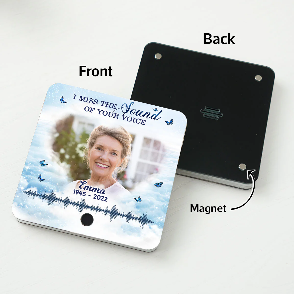 Miss The Sound Of Your Voice Memorial Photo Upload Voice Message Remembrance Keepsake Personalized Music Fridge Magnet - Image 5