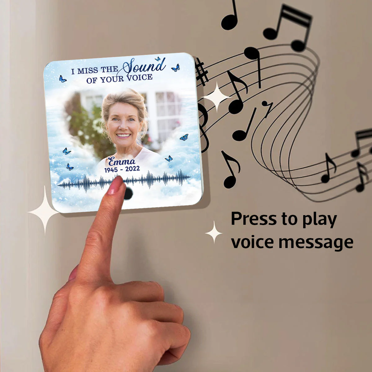 Miss The Sound Of Your Voice Memorial Photo Upload Voice Message Remembrance Keepsake Personalized Music Fridge Magnet - Image 6