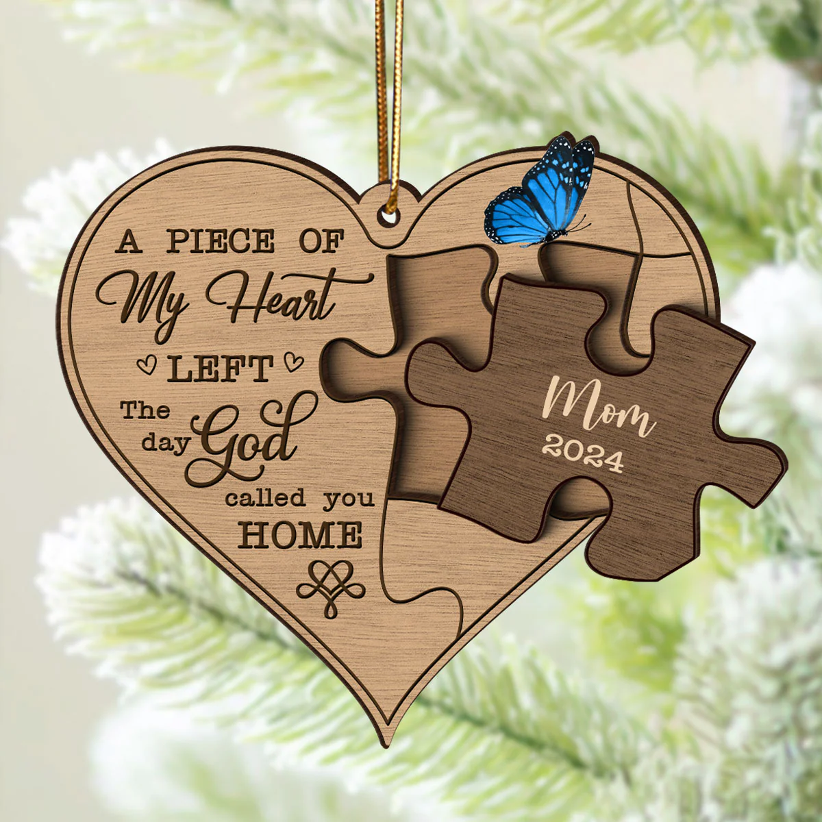 Missing Piece In My Heart Personalized 3-Layer Wooden Ornament, Sympathy Gifts - Image 2