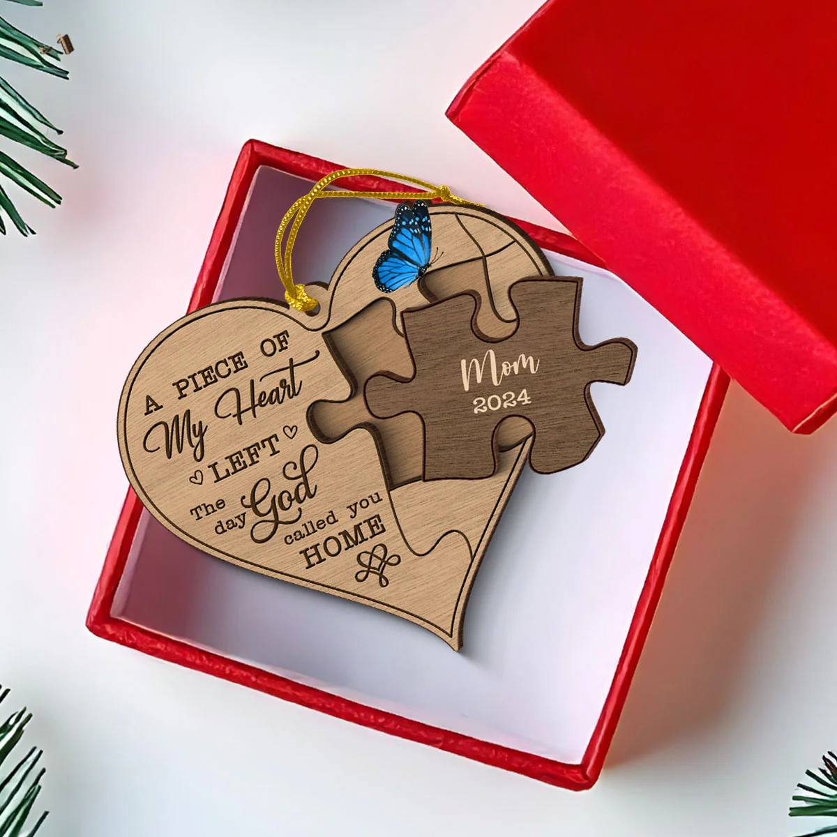 Missing Piece In My Heart Personalized 3-Layer Wooden Ornament, Sympathy Gifts - Image 4