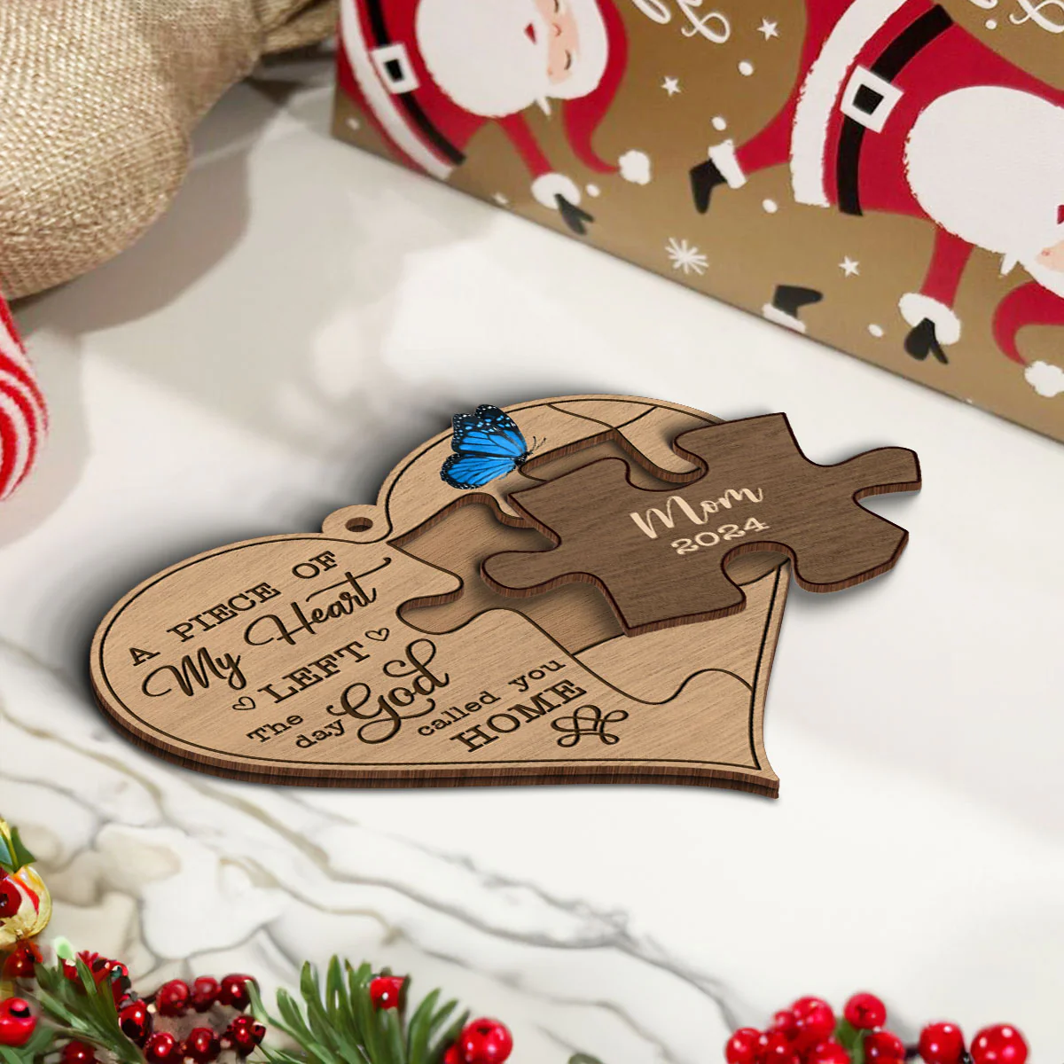 Missing Piece In My Heart Personalized 3-Layer Wooden Ornament, Sympathy Gifts - Image 5