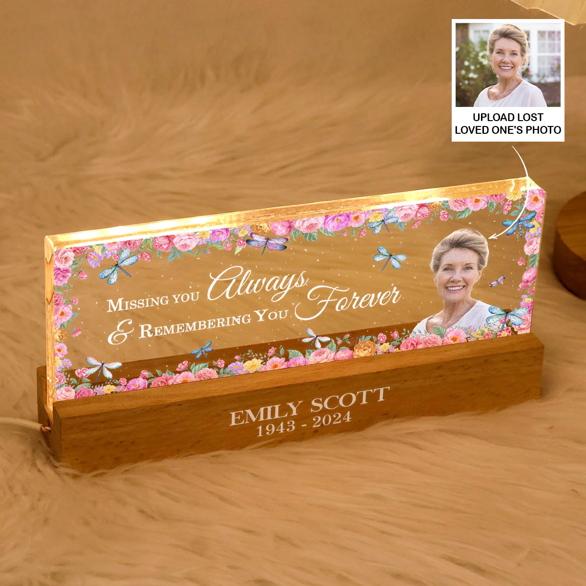 Missing You Always Remembering You Forever Personalized Acrylic Block LED Night Light, Memorial Gift, Sympathy Gift for Loss of Loved One - Image 6