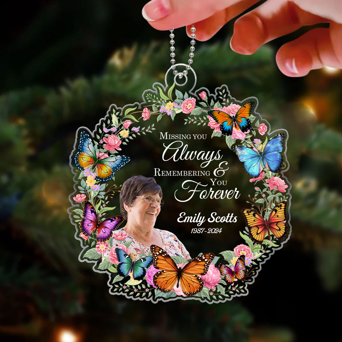 Missing You Always Remembering You Forever Personalized Acrylic Ornament - Image 3