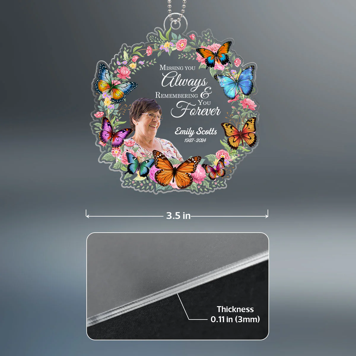 Missing You Always Remembering You Forever Personalized Acrylic Ornament - Image 4