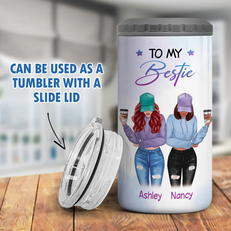 Modern Girls To My Bestie Gift For Besties Personalized 4 In 1 Can Cooler - Image 9