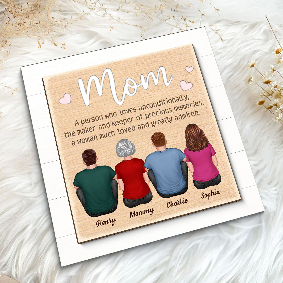 Mom A Person Who Loves Unconditionally Personalized 2-Layer Wooden Plaque - Image 5