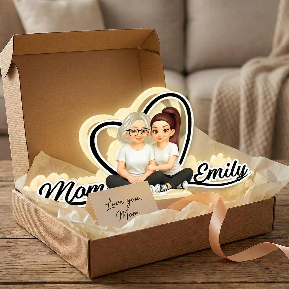 Mom And Daughter Forever Love - Personalized Light Box - Gift For Mom, Daughter - Image 3