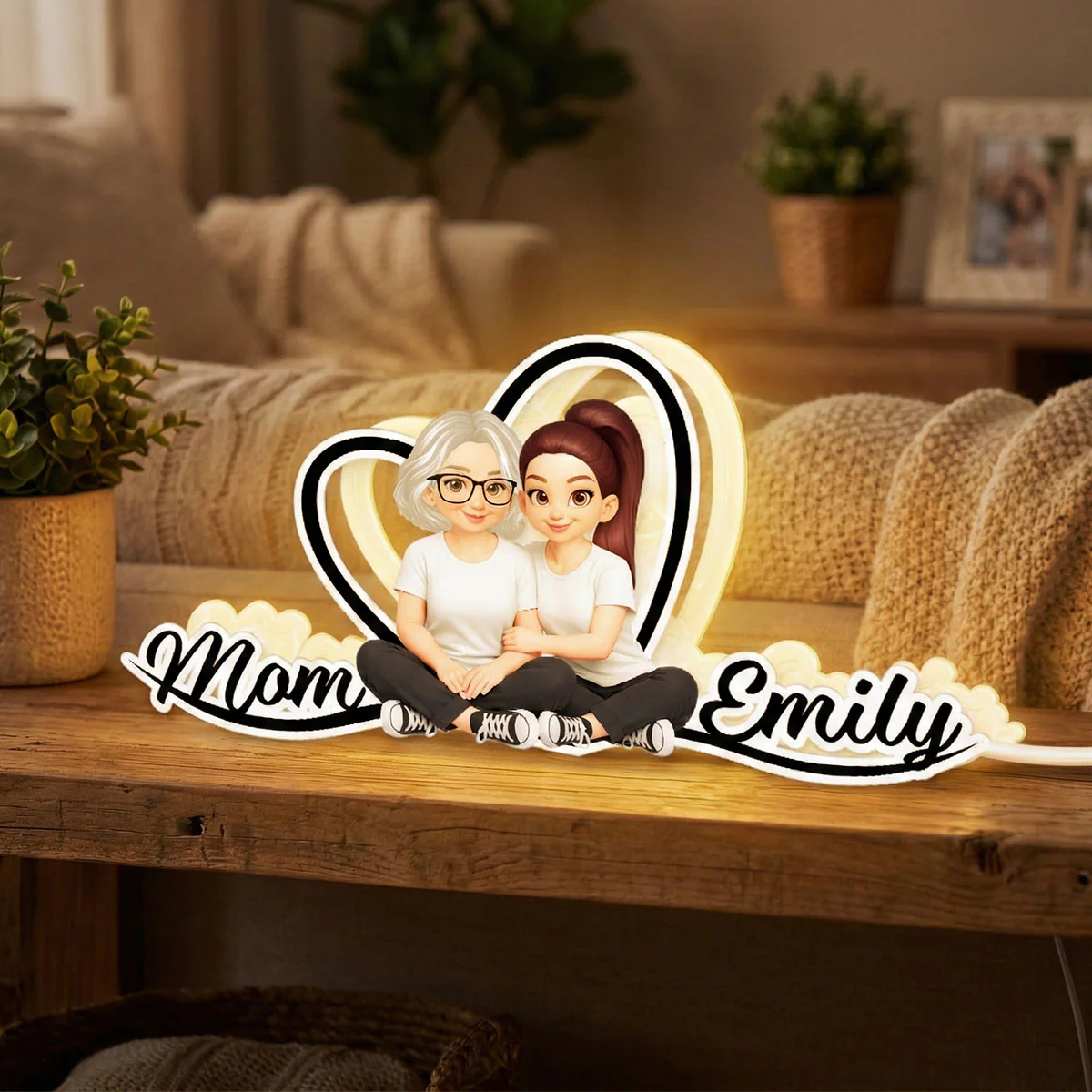 Mom And Daughter Forever Love - Personalized Light Box - Gift For Mom, Daughter - Image 4