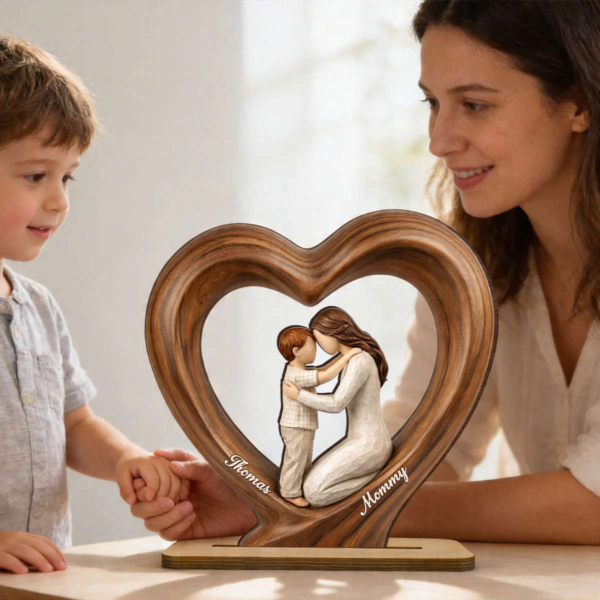 Mom and Daughter Son - Personalized 2-Layered Wooden Plaque - Mother's Day Gift for Mom, Wife - Image 6