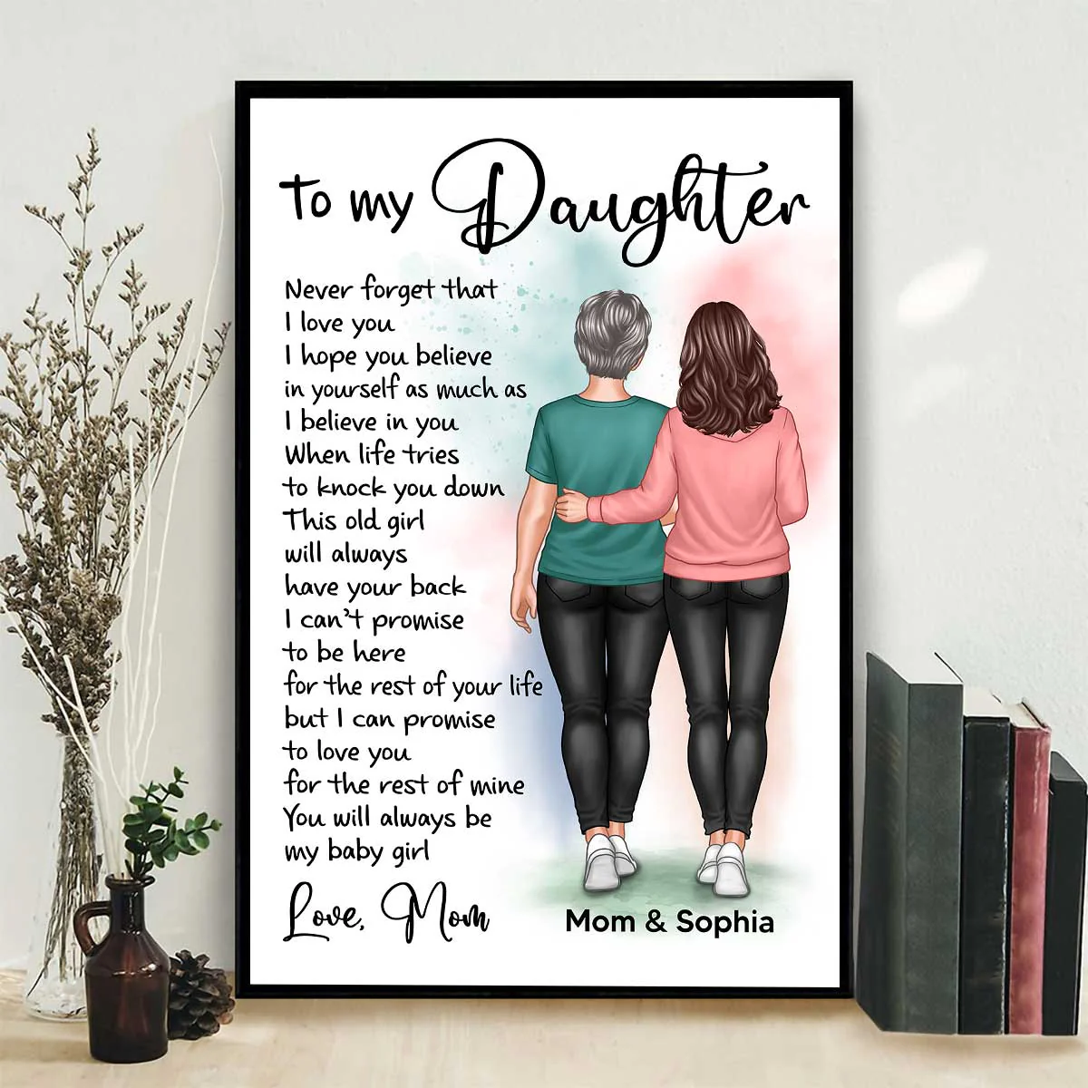 Mom And Daughter Walking To My Daughter Personalized Vertical Poster - Image 2