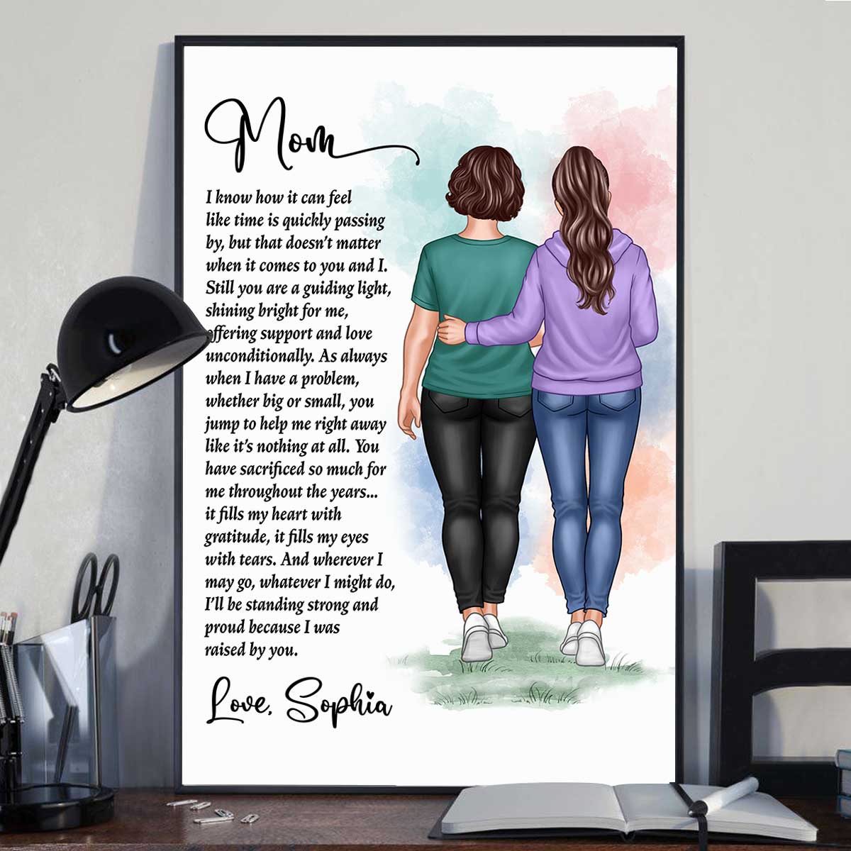 Mom And Daughter Walking To My Mom Mother‘s Day Gift Personalized Vertical Poster - Image 2